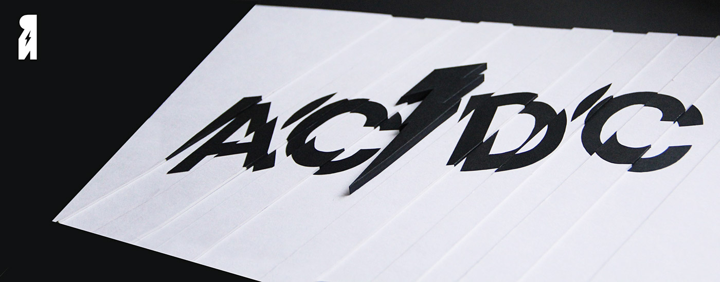 papercraft hardrock acdc rocknroll handmade blackandwhite tactile design typography   paper music