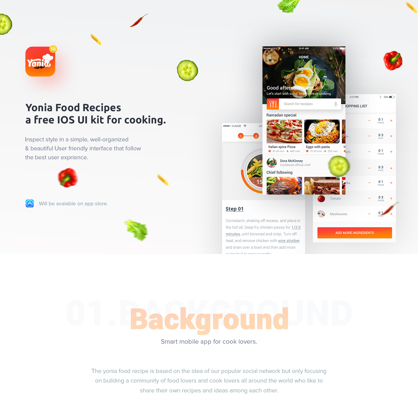 Food  recipes cook Health user interface user exprience ios free file free psd