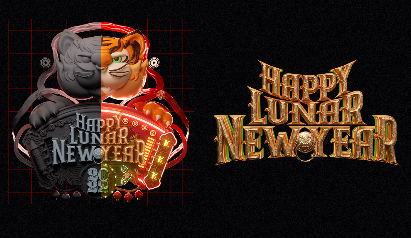 3D china Lunar New Year newyear tiger vietnam