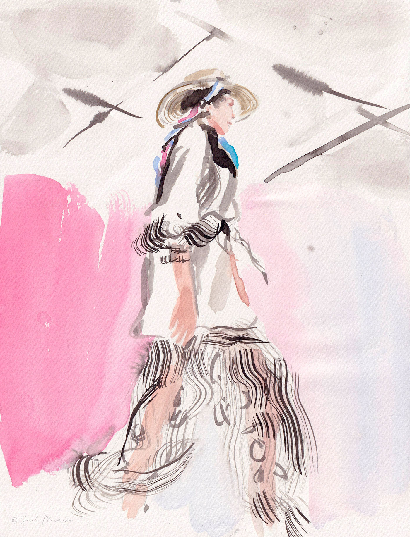 aquarelle colorful Fashion  fashionshow ILLUSTRATION  pattern sketch sketches watercolor woman
