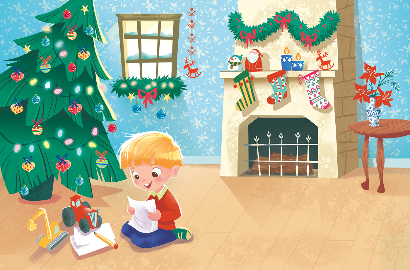 children's book digital painting Character design  sweet ILLUSTRATION  photoshop Christmas Love Drawing  inspire