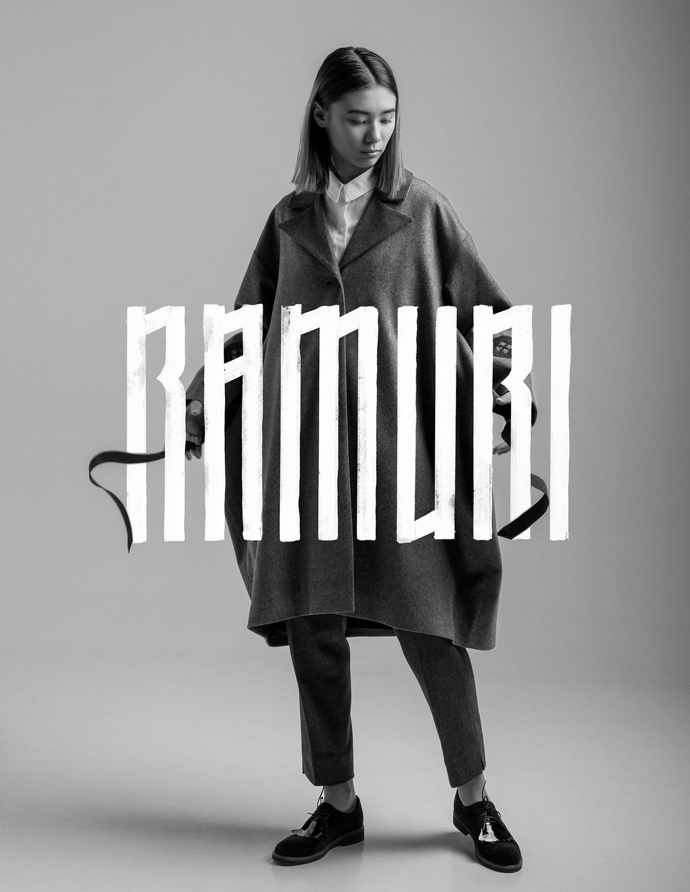 ramuri Piko Fashion  minimalist dark forest lettering Calligraphy   branding  black