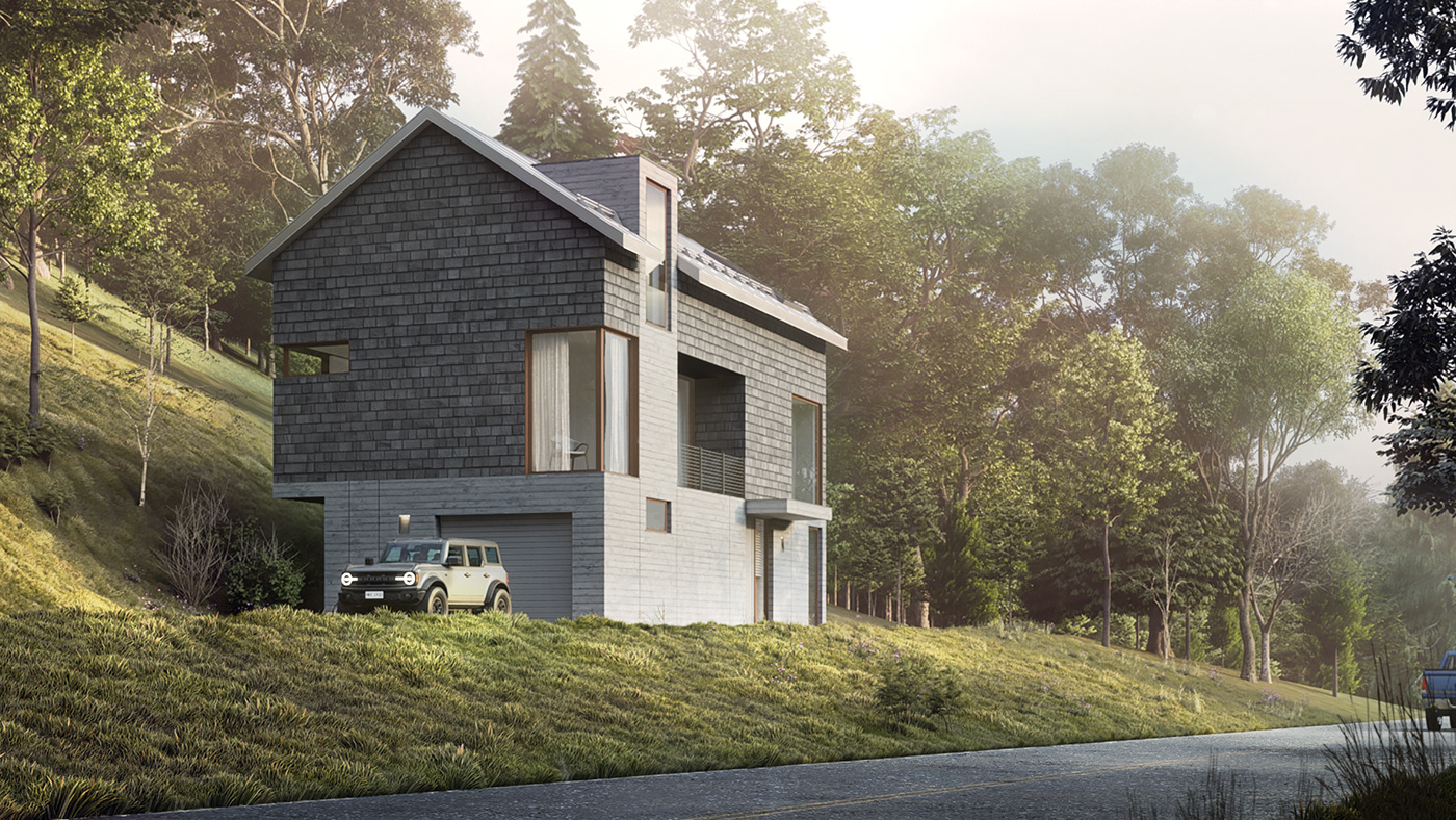 3D architecture archviz exterior home modern Render visualization