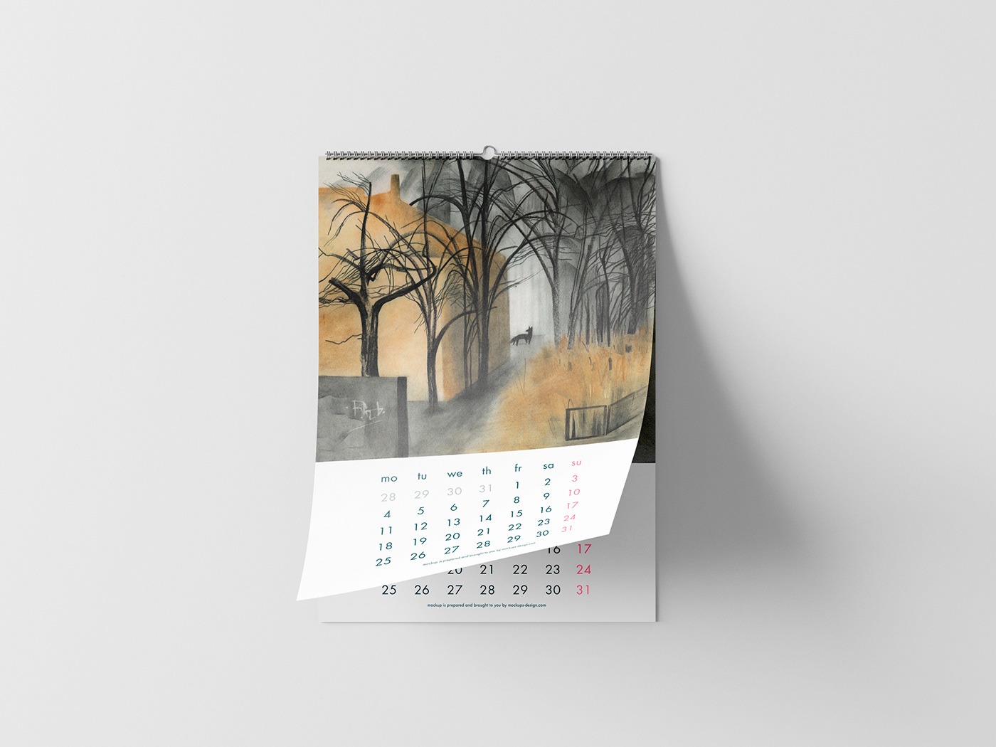 Tree  Nature autumn autumn colors foxes Drawing  calendardesign graphics illustrations calendarillustration