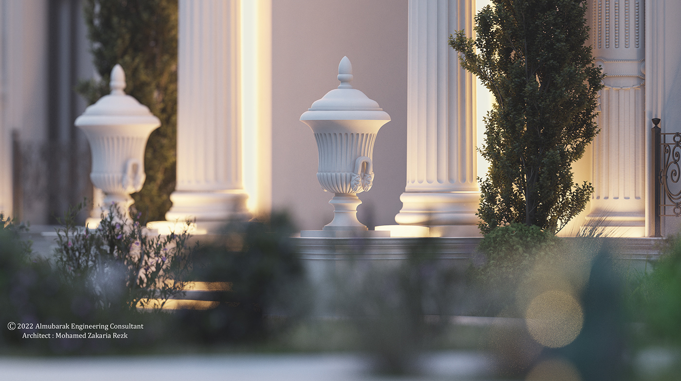 3dsmax archviz design exterior lighting luxury palace riyadh Saudi Arabia vray