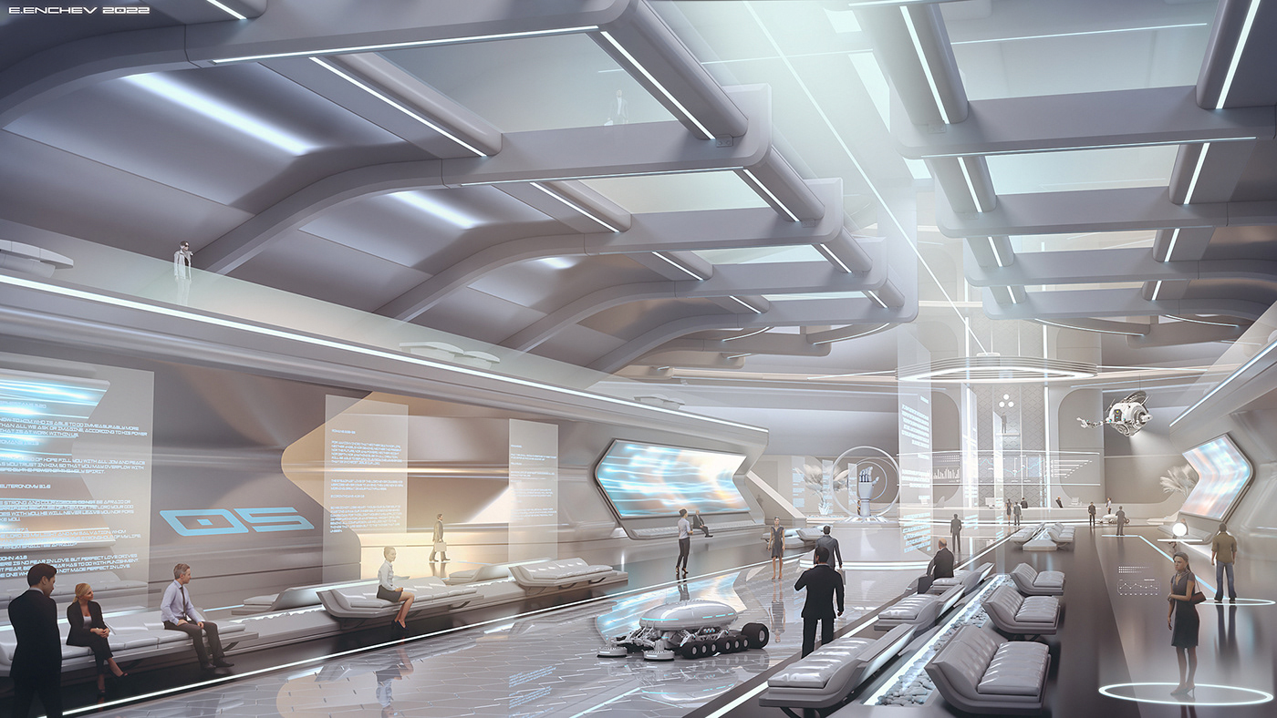 architecture concept design environment futuristic Interior Lobby modern Scifi