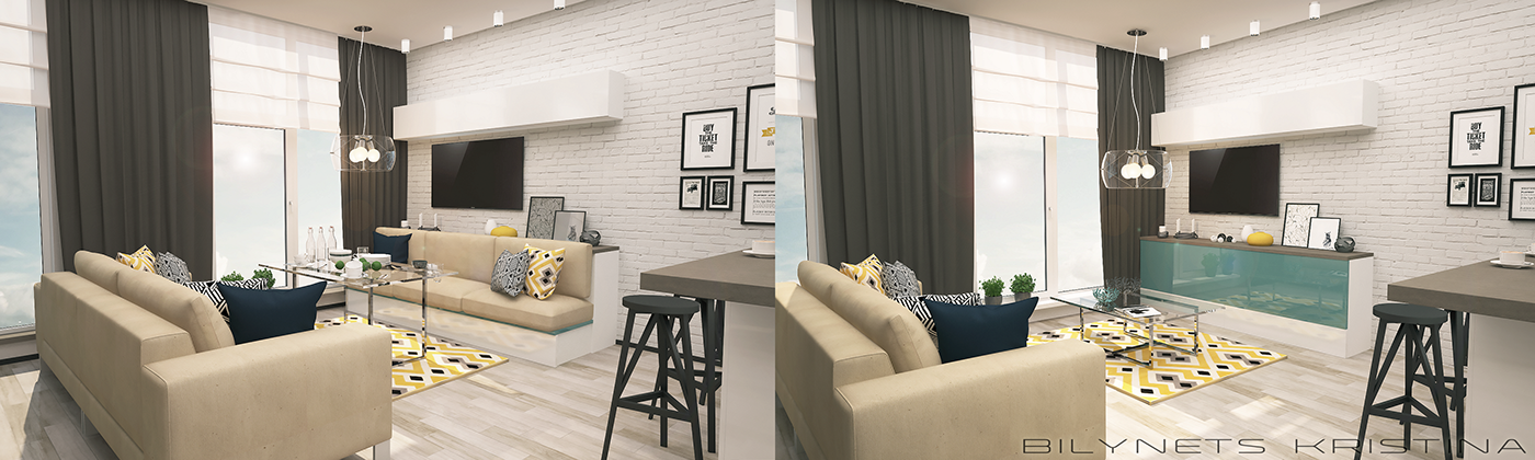 art modern minimalist Interior design 3D 3dsmax Render rendering LOFT CGI White apartament ARQUITETURA house