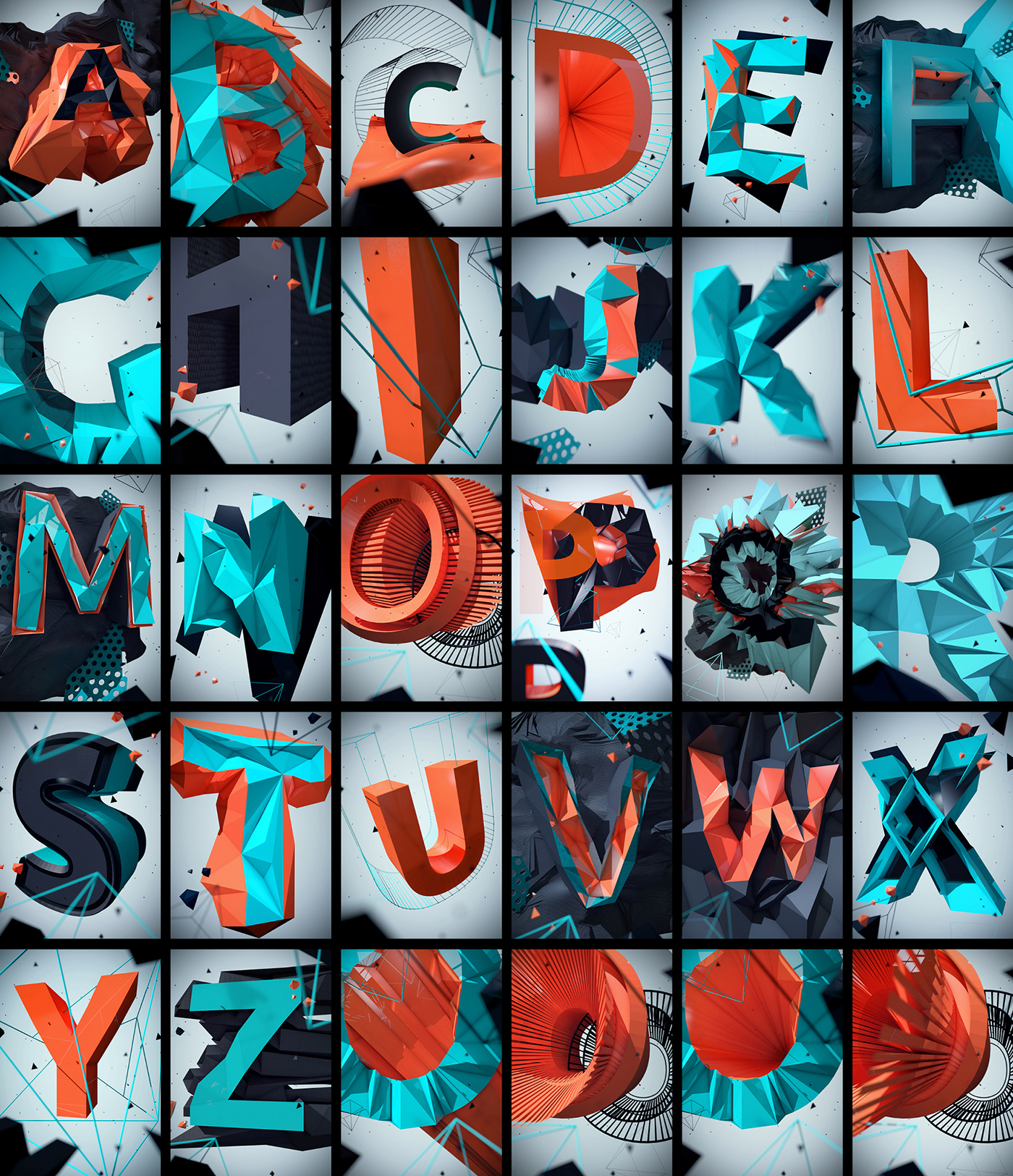 type polygon font lokta letter identity alphabet cinema 4d typo