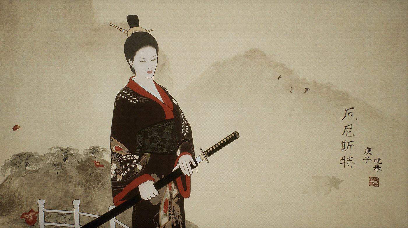 3D illustration digital illustration ILLUSTRATION  James Clavell Mariko Procreate shogun sketchfab Substance Painter