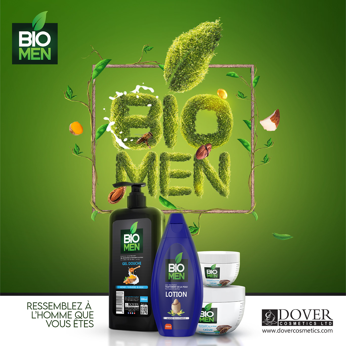 Advertising  biomen Body Cream design kinshasa marketing   photomanipulation photomontage Silas MBULA Socialmedia