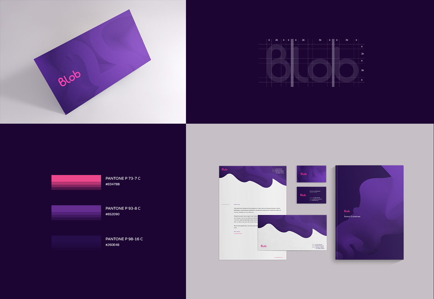 logo blob media identity corporate brand purple motion magenta Dynamic Website stationary