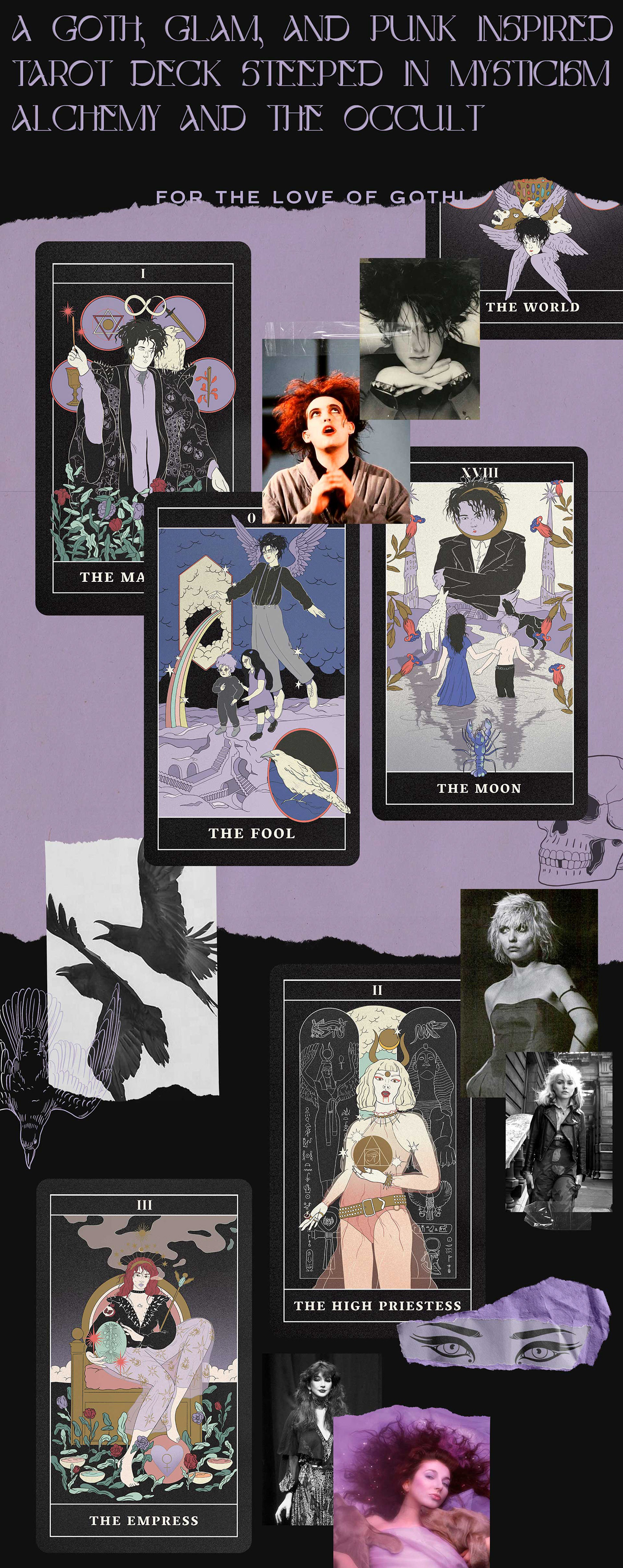 80s alchemy cards design goth ILLUSTRATION  music punk Robert Smith tarot