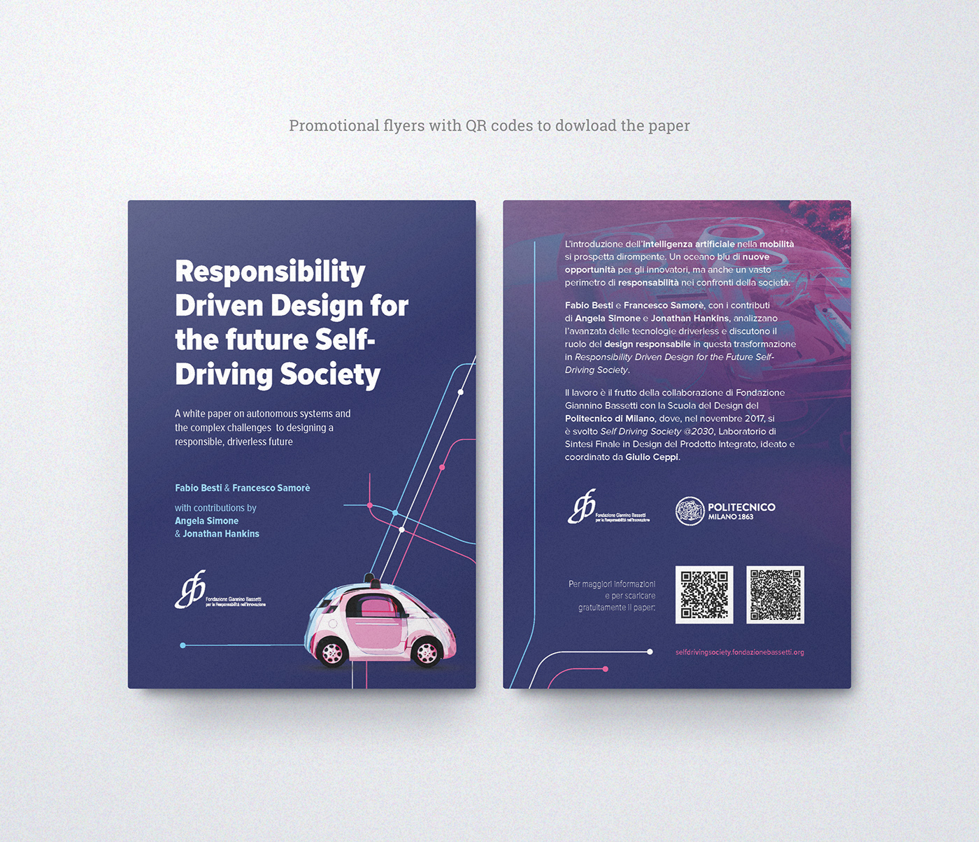 Flyer two sides layout design for the Self-Driving Society project