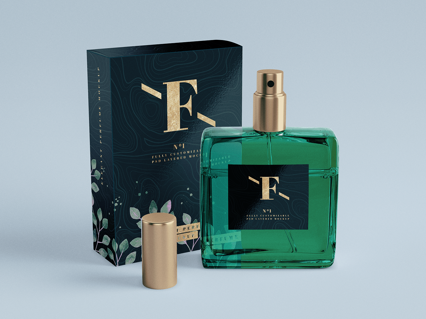 perfume Mockup bottle box package psd free Cosmetic Fragrance