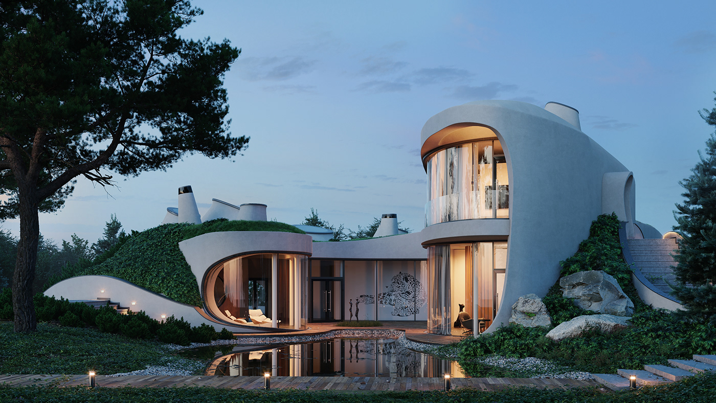 The hobbit house Green Roof Green House Modern Villa Concrete House