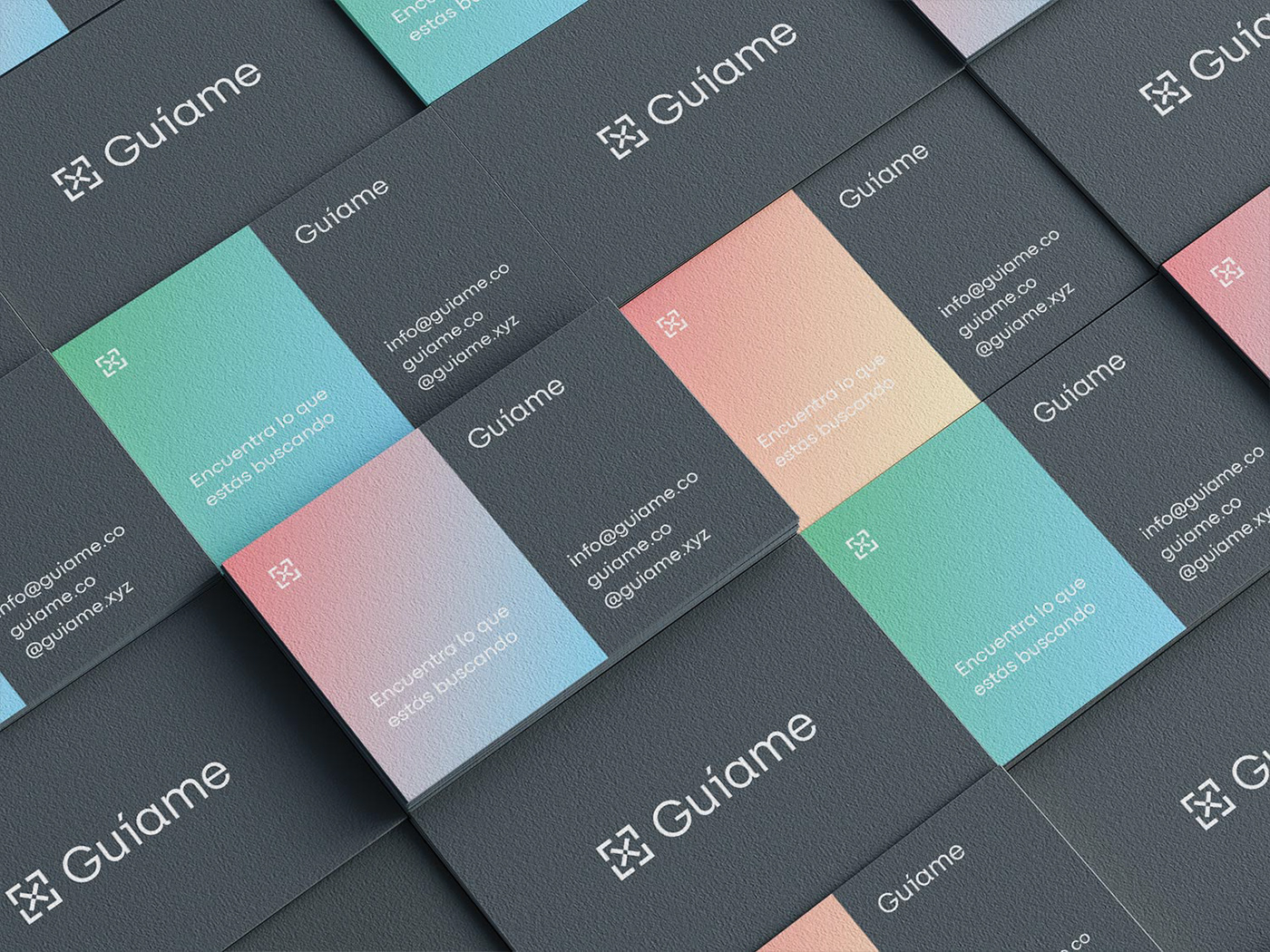 Redesign of the visual identity for Guíame, an app that connects people with places and experiences.