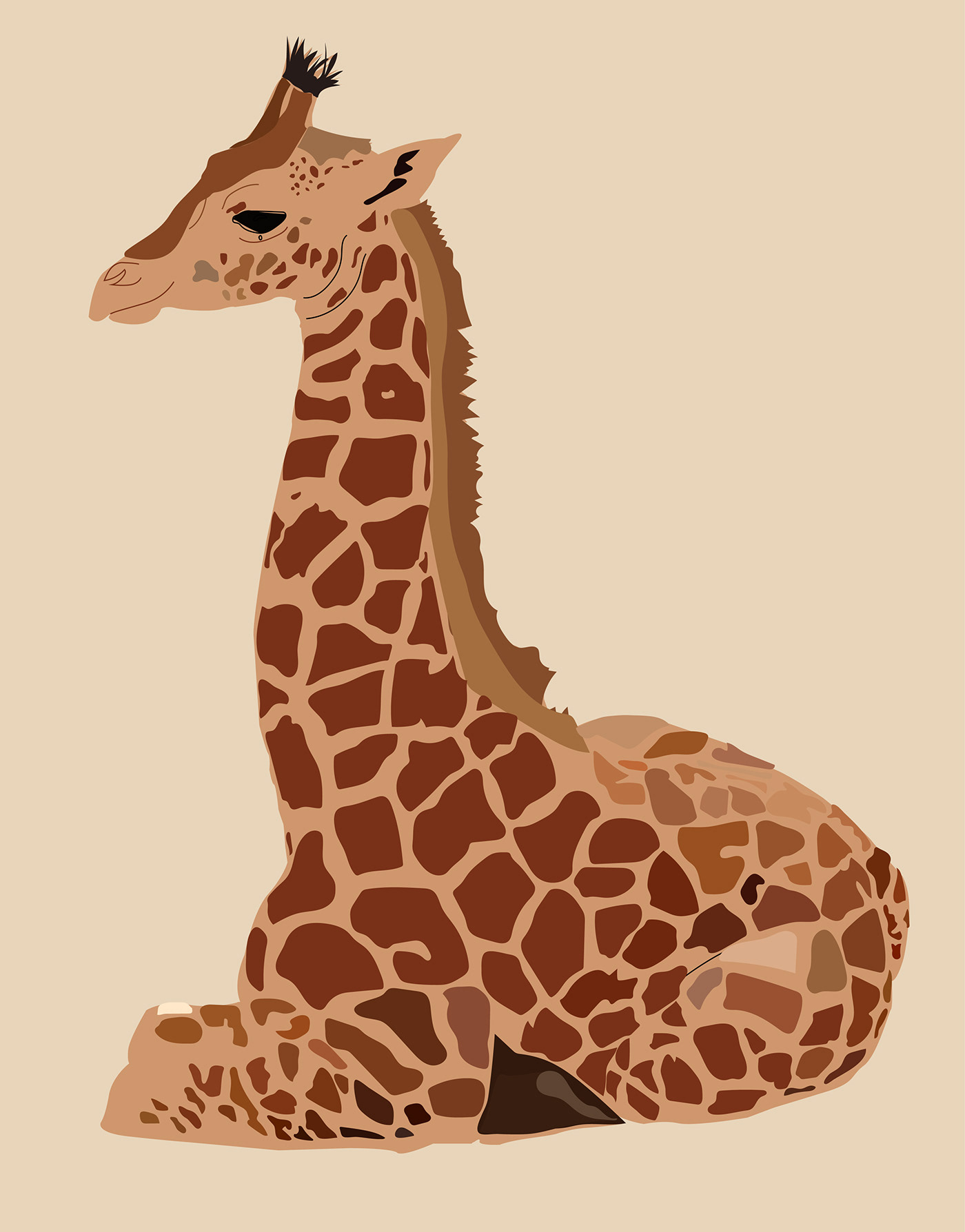 ILLUSTRATION  animal giraffe Digital Art  digital illustration Drawing  cartoon beige wallpaper
