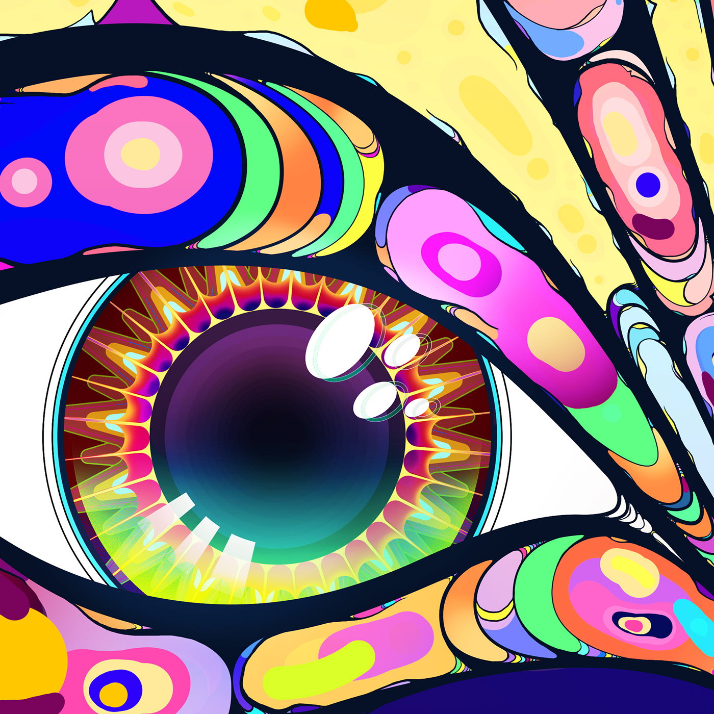adobe illustrator Adobe Photoshop Digital Art  Drawing  eyes flow ILLUSTRATION  spiritual vector vivid