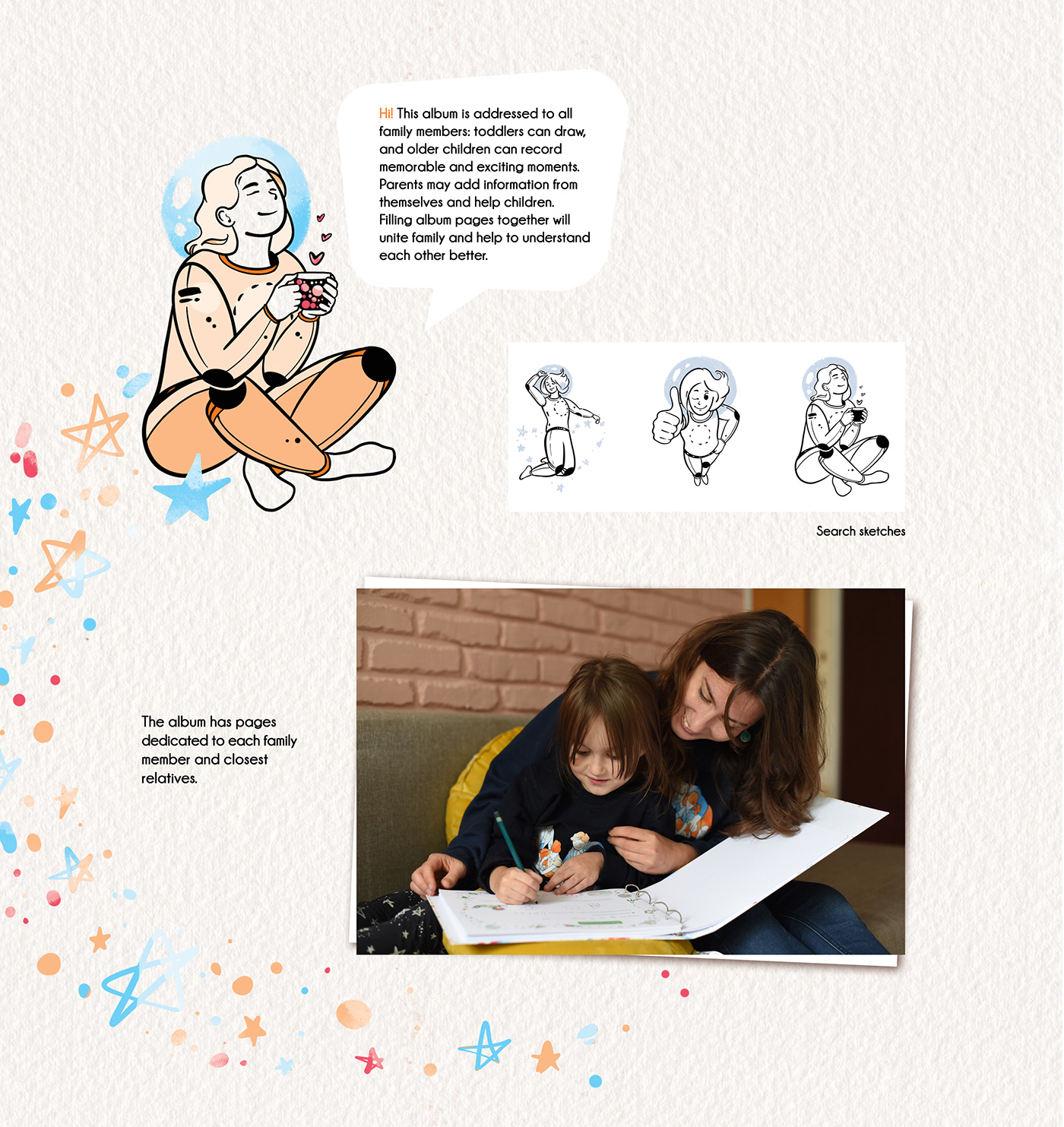 Album children children's book family family album ILLUSTRATION  kids Procreate toddler workbook