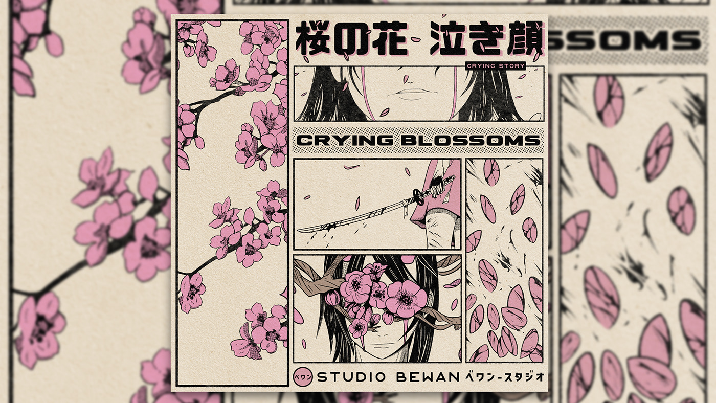 bewan blossoms cherry Cherry Blossom ILLUSTRATION  japanese pink Retro sakura studiobewan