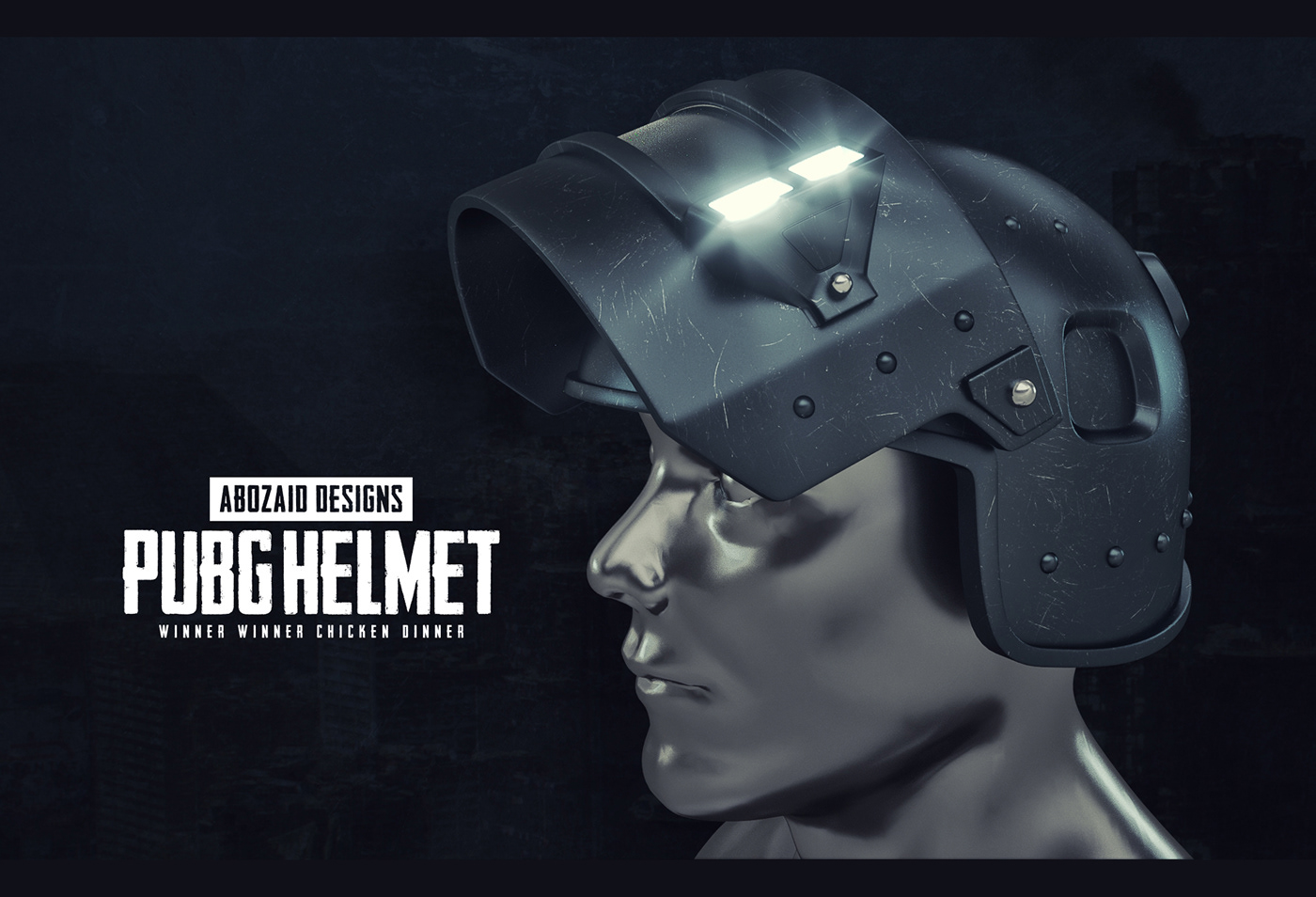 pubg Helmet octane Render light game modeling material metal scratchs