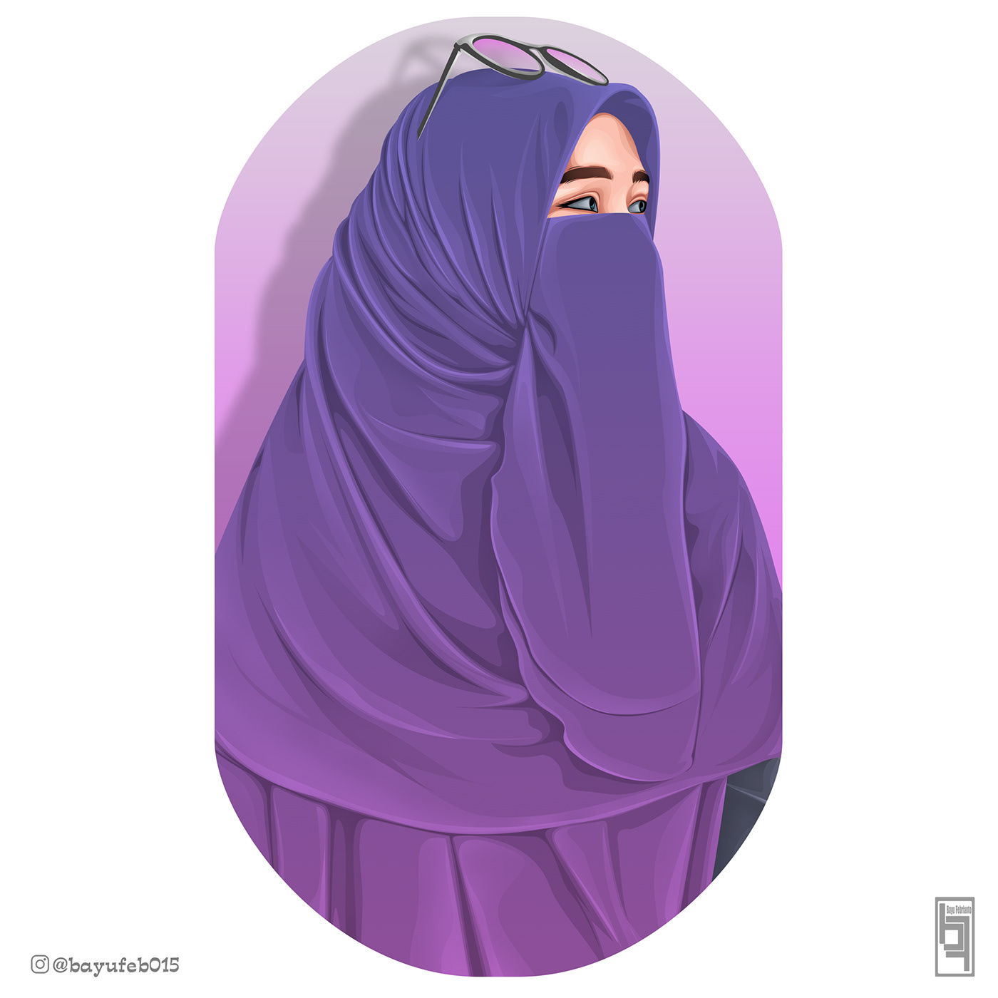 vexel vector vektor ILLUSTRATION  purple hijab girl cartoon
