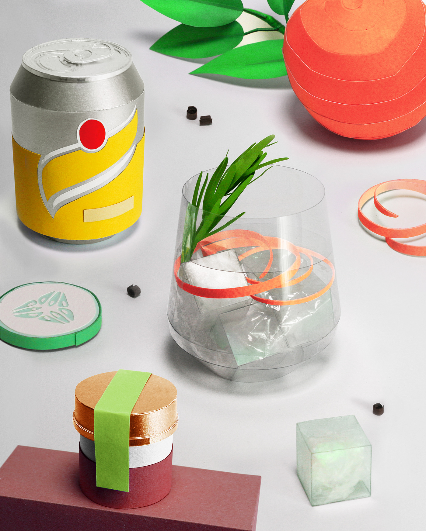 Food  gin beverage food illustration papercraft paper art papercraft illustration Paper Food Gin and Tonic