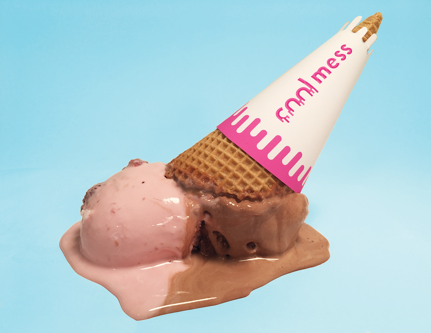logo type ice cream pink branding  dripping cool mess