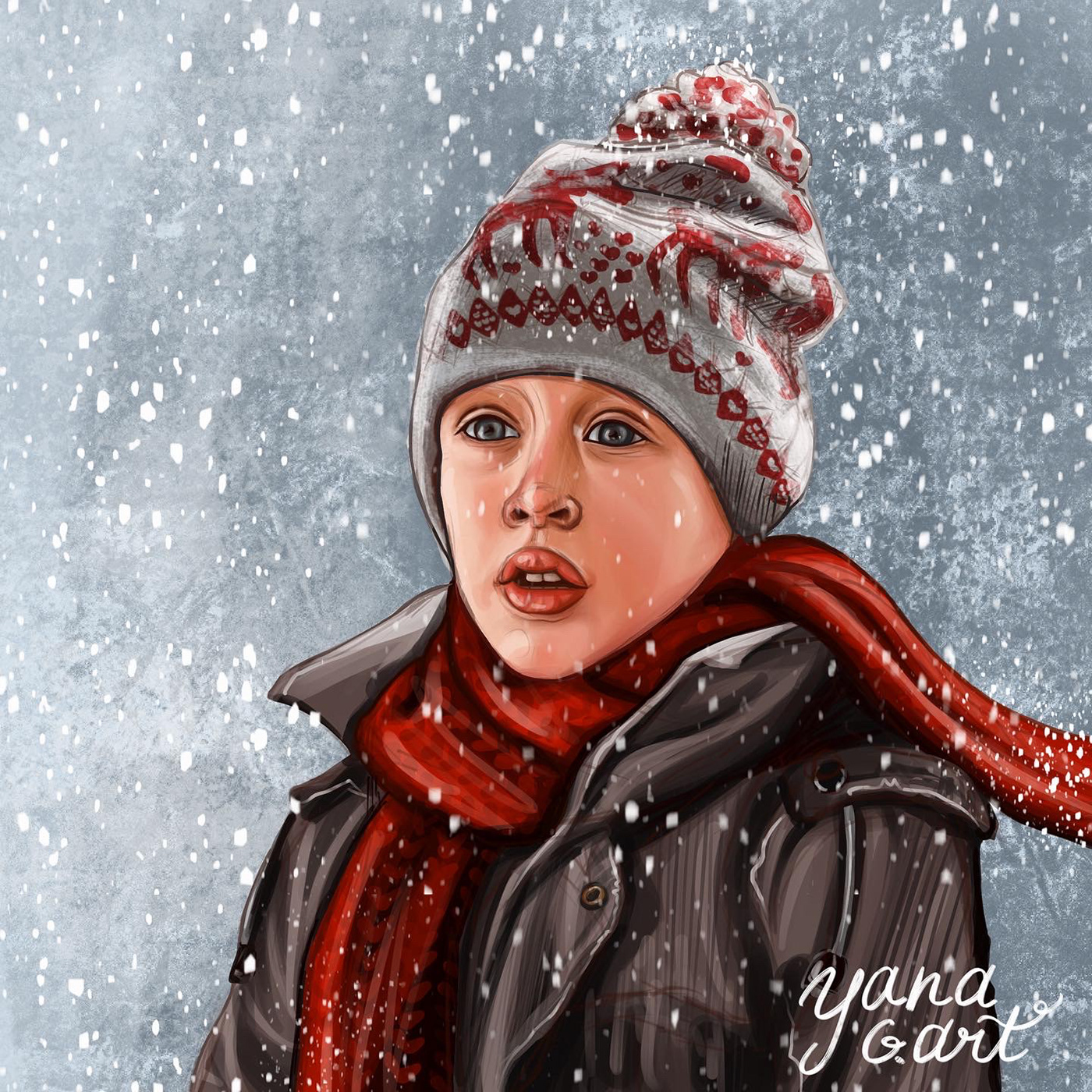 artist artwork Christmas Digital Art  Drawing  ILLUSTRATION  painting   portrait sticker winterartwork