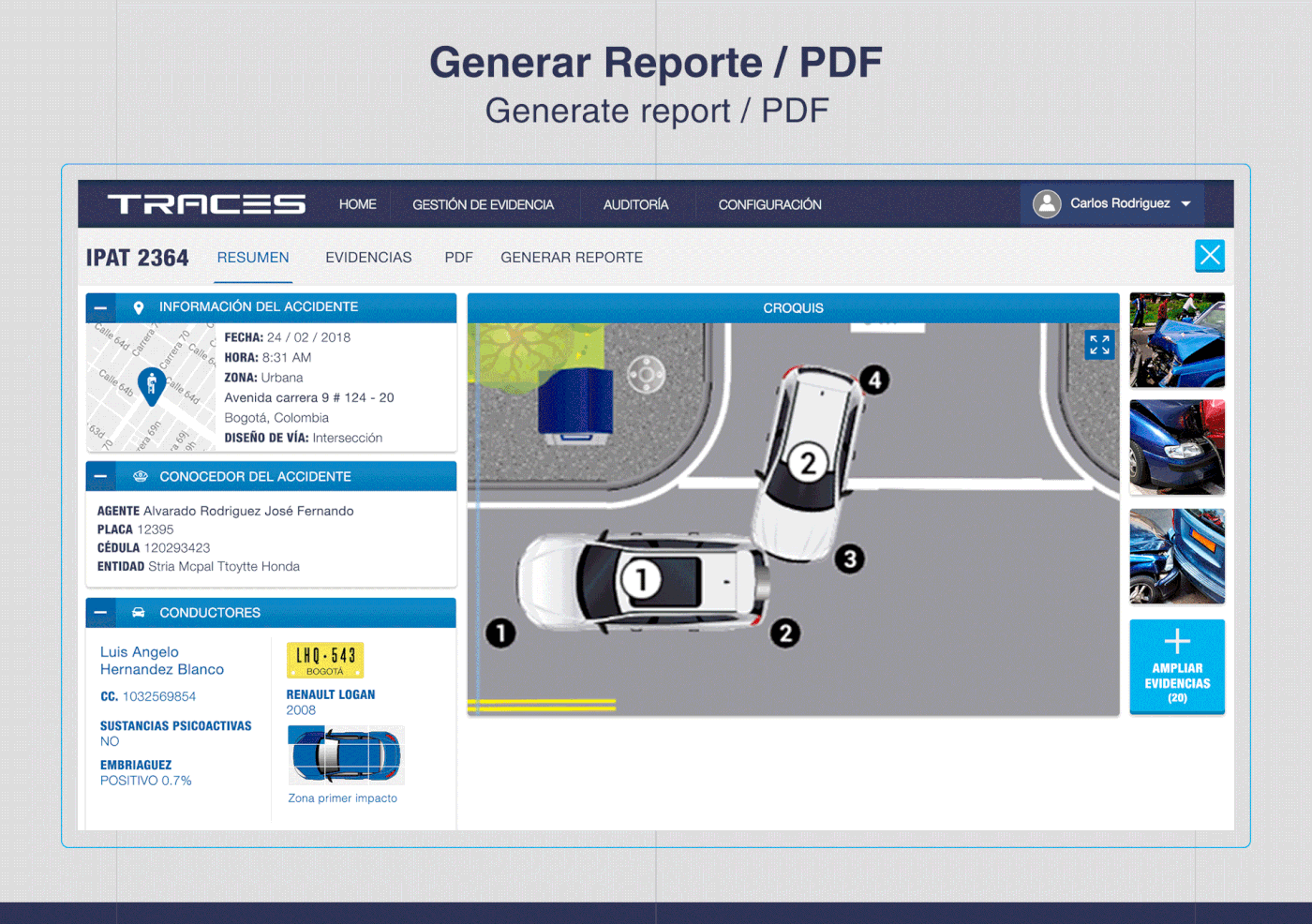 accident car crash dashboard police uidesign user interface UX UI Vehicle Website