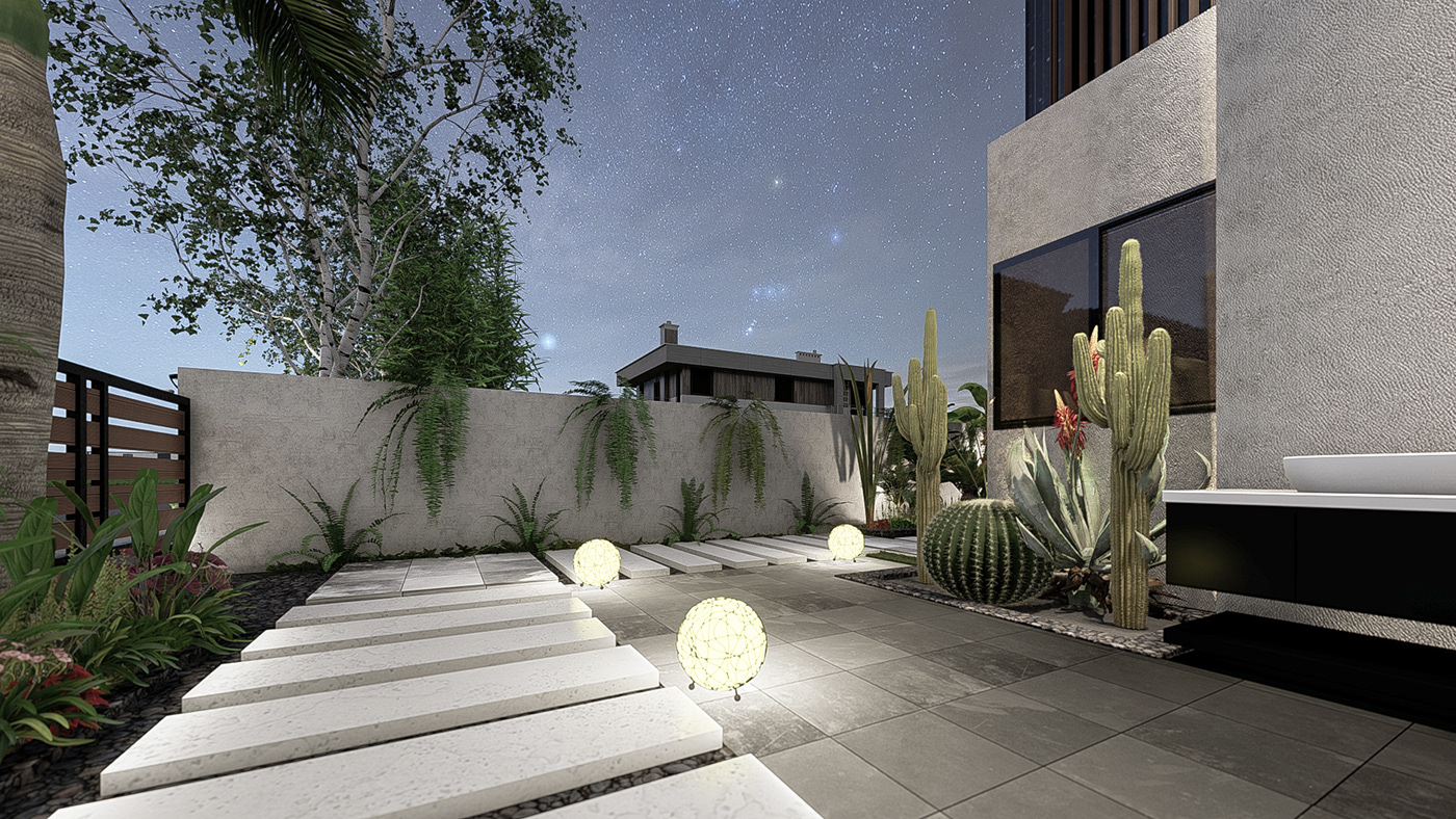 design villa design exterior Landscape architecture Render visualization 3ds max modern