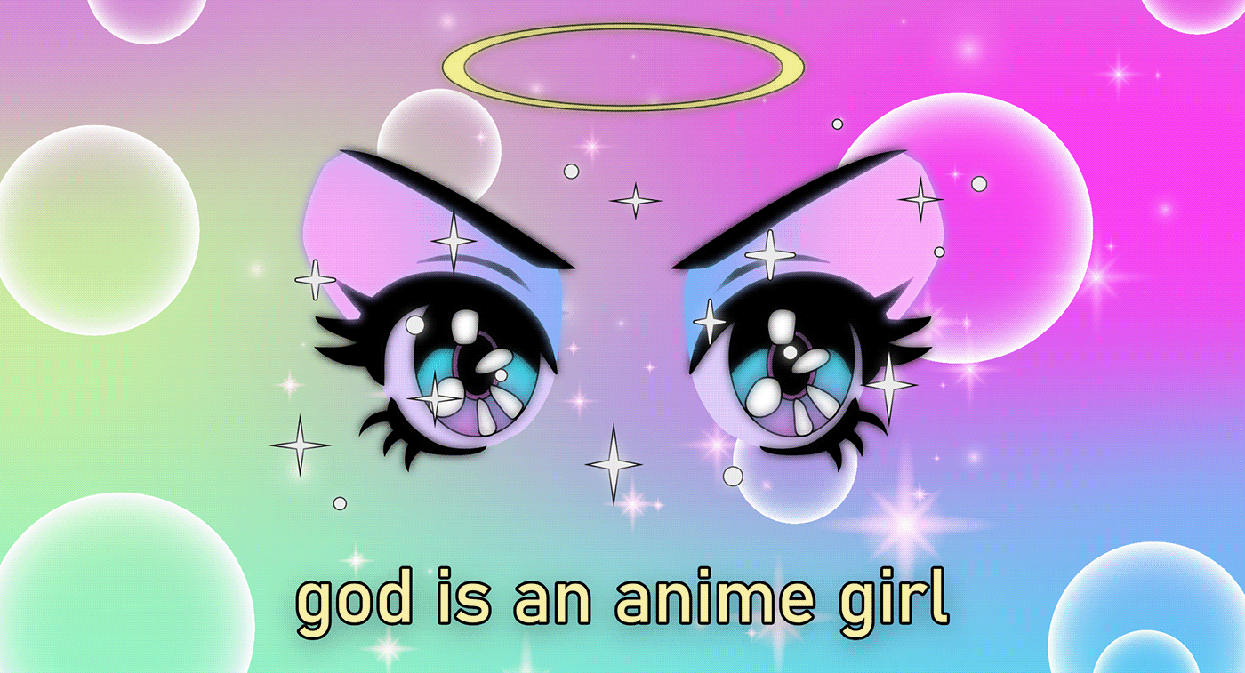 anime cartoon cute girlish kawaii Retro sparkles subtitles vaporwave