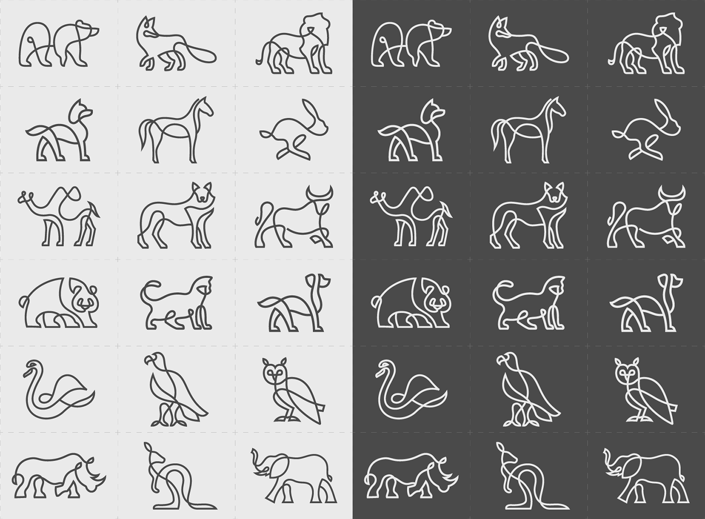 animals Icon ILLUSTRATION  line art logo mark minimal print template vector
