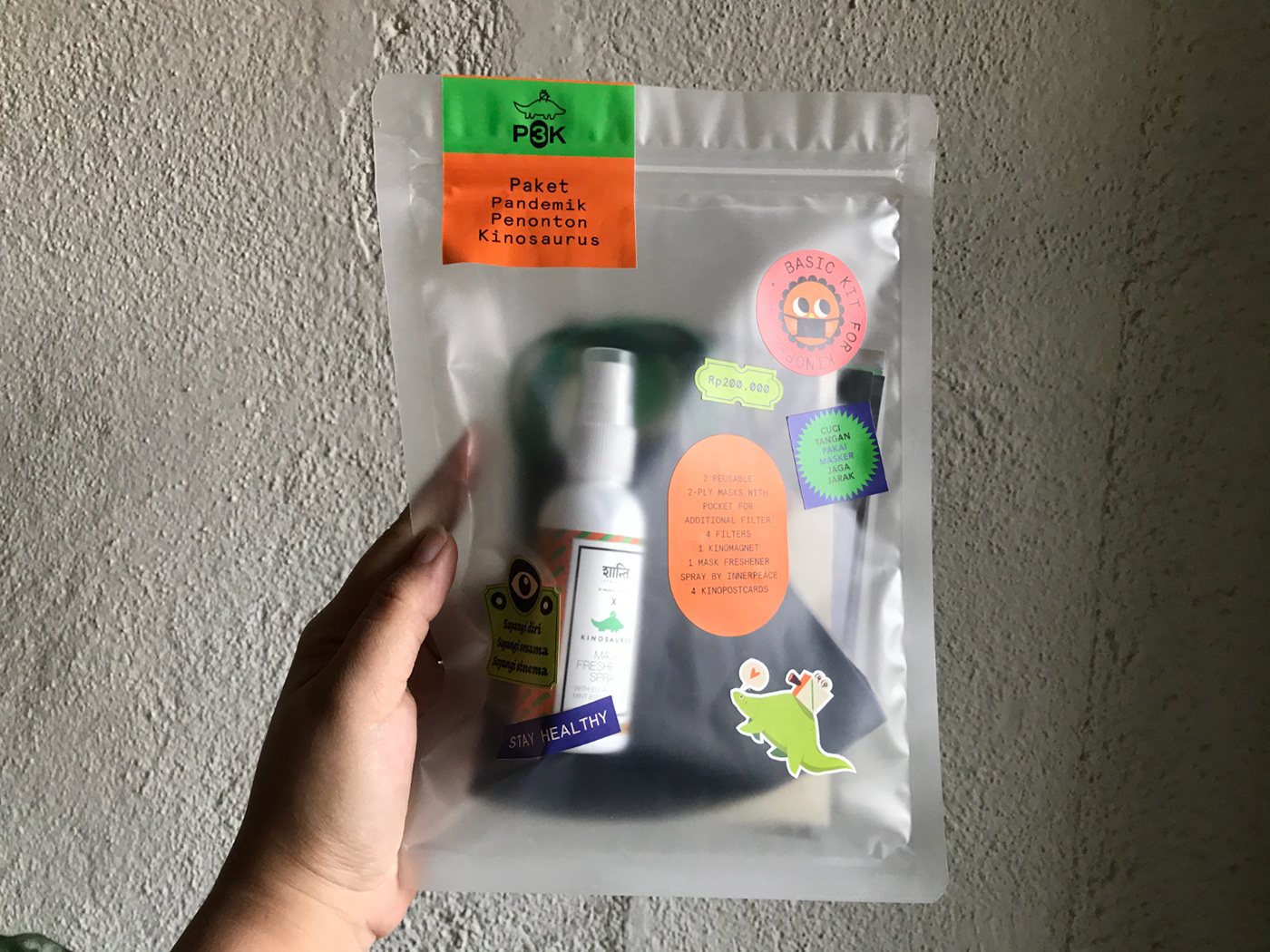 Cinema corona Dinosaur Health indonesia jakarta mask merchandise movie sticker