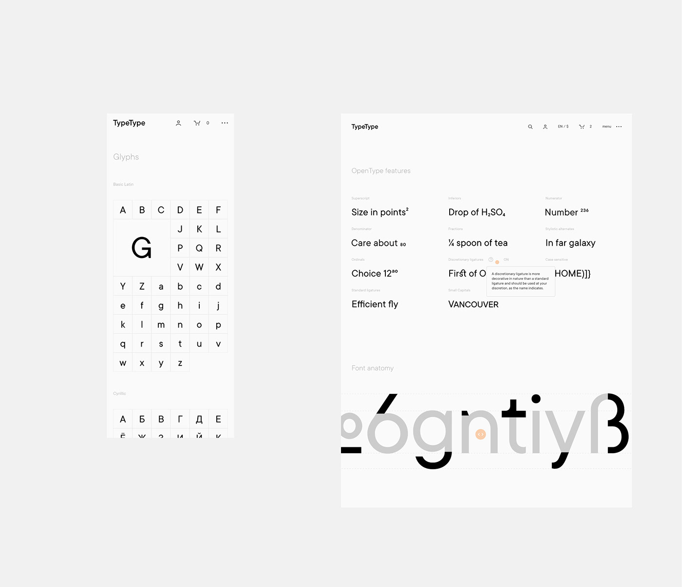 catalog font free minimal opentype features type tester Typeface UI Free font trial font