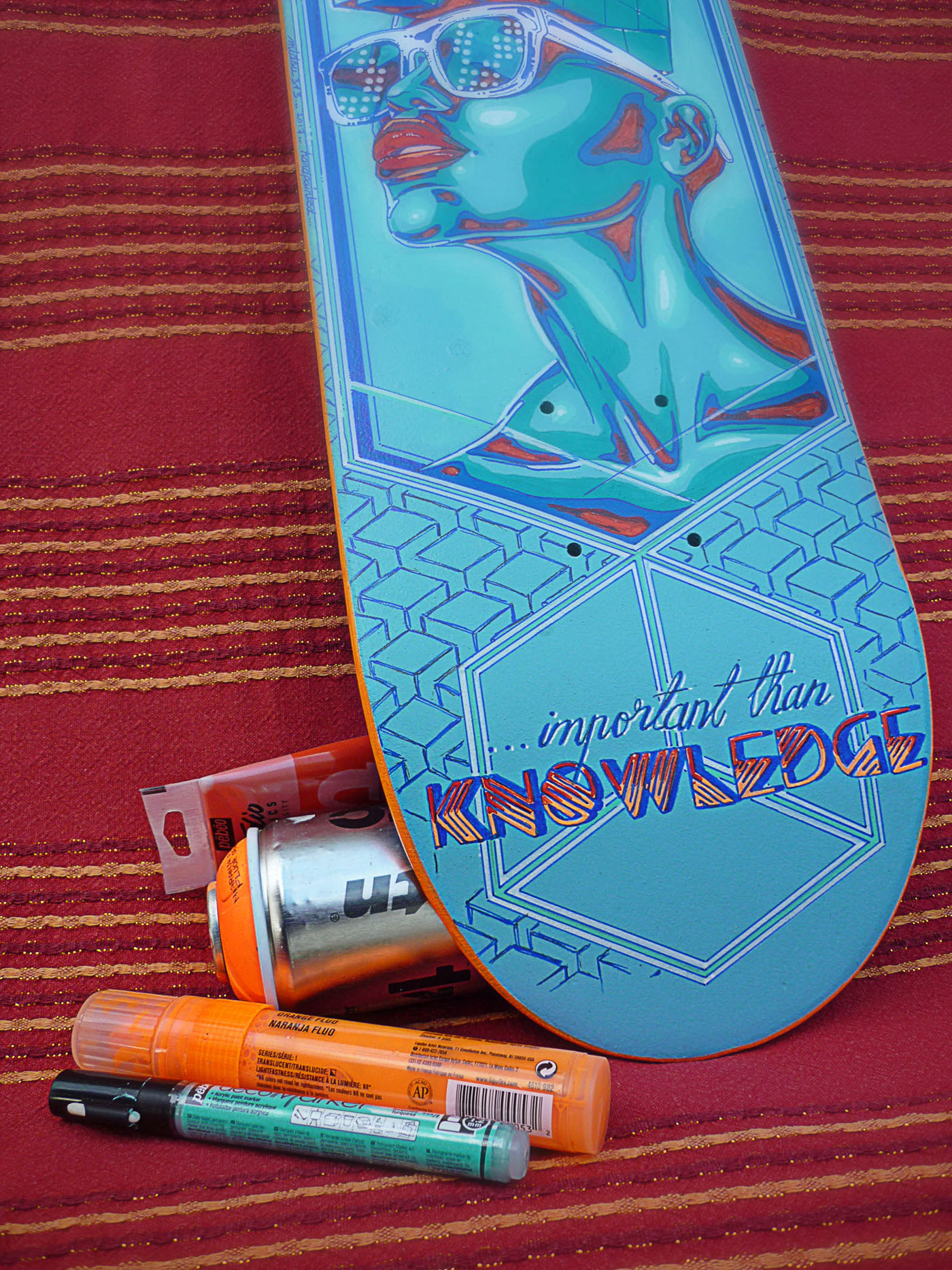 skateboard Custom handpainted colorfull women