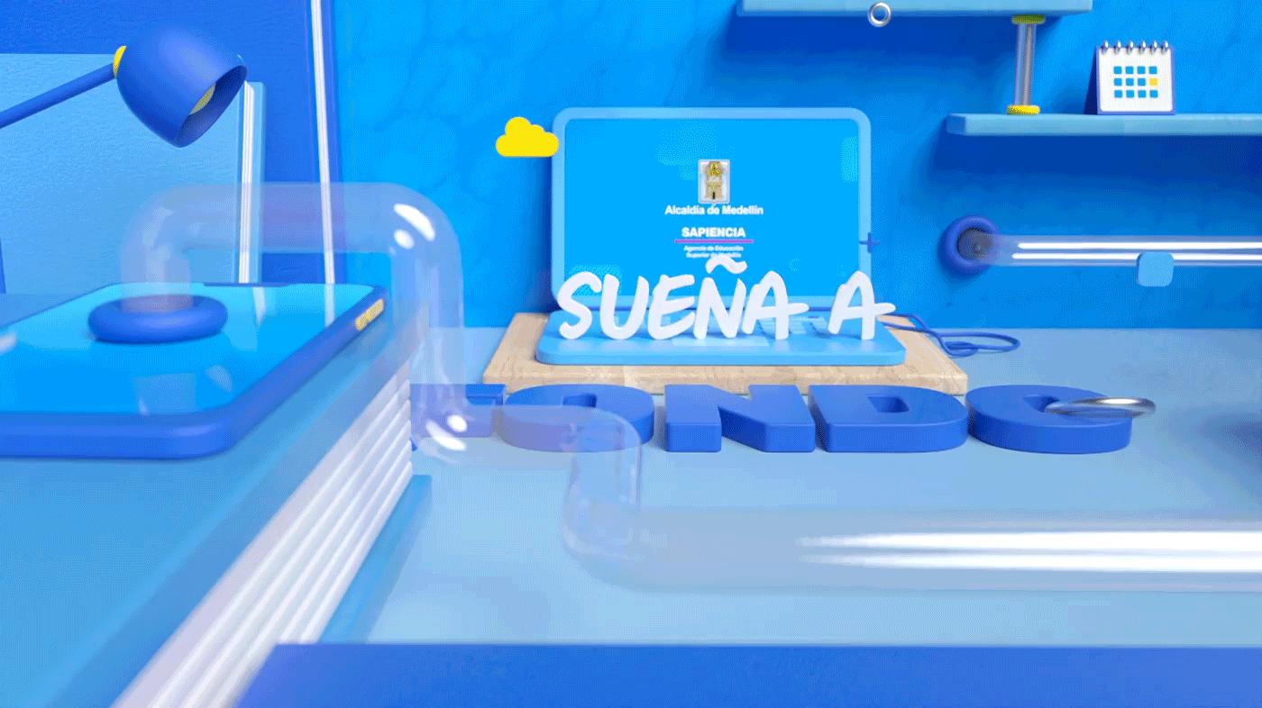 3D animacion animation  blue Laptop text gif medellin phone sueños