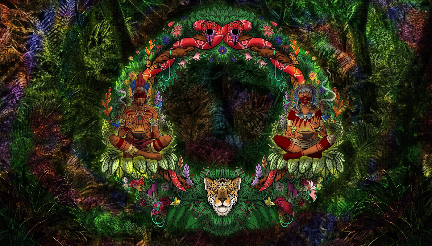eMusic musica music ILLUSTRATION  Drawing  Amazon rainforest forest indios