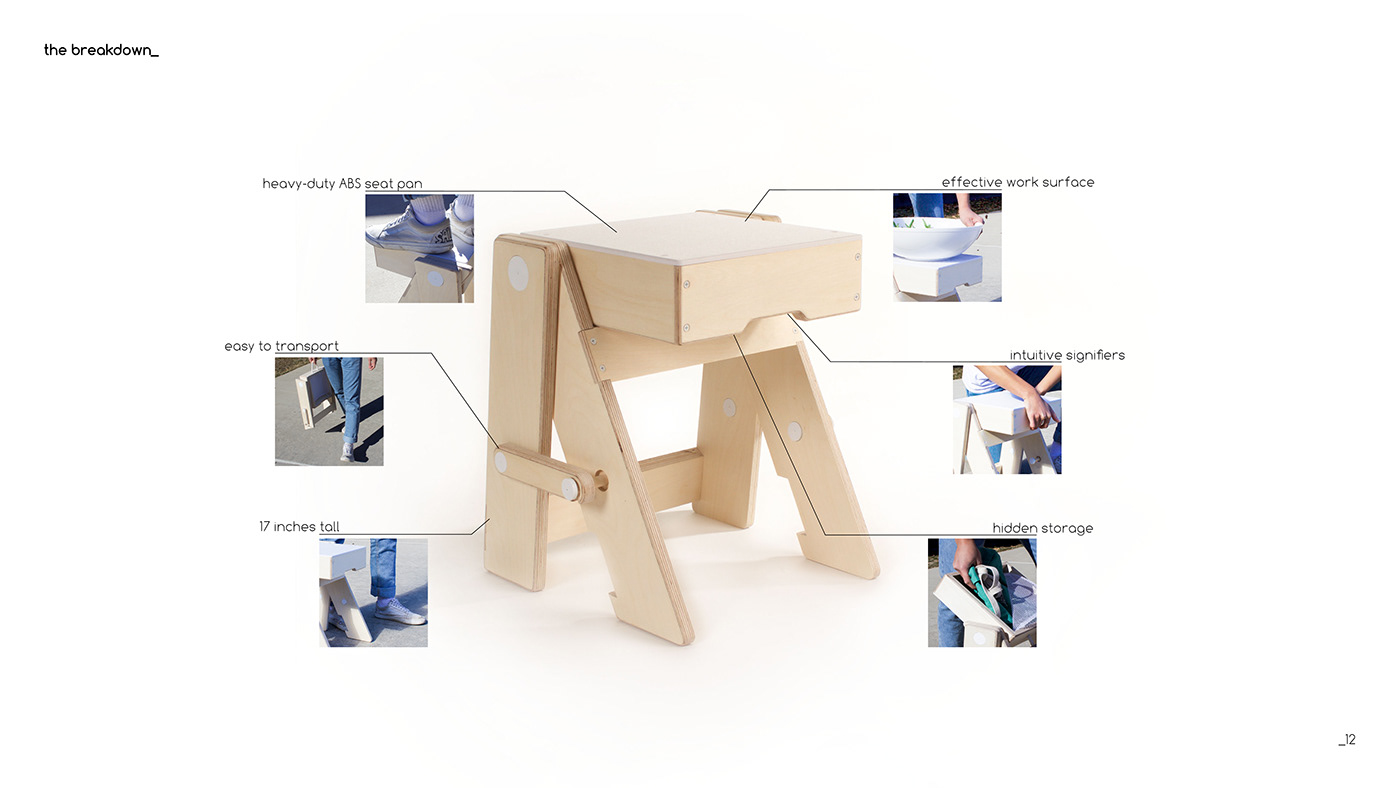 industrial design  product design  furniture woodworking furniture design  stool wood Street Food transform chair