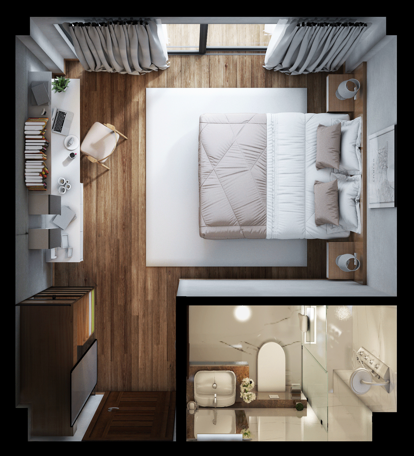 architect architectural design archviz bedroom indoor light model studio vray vray render