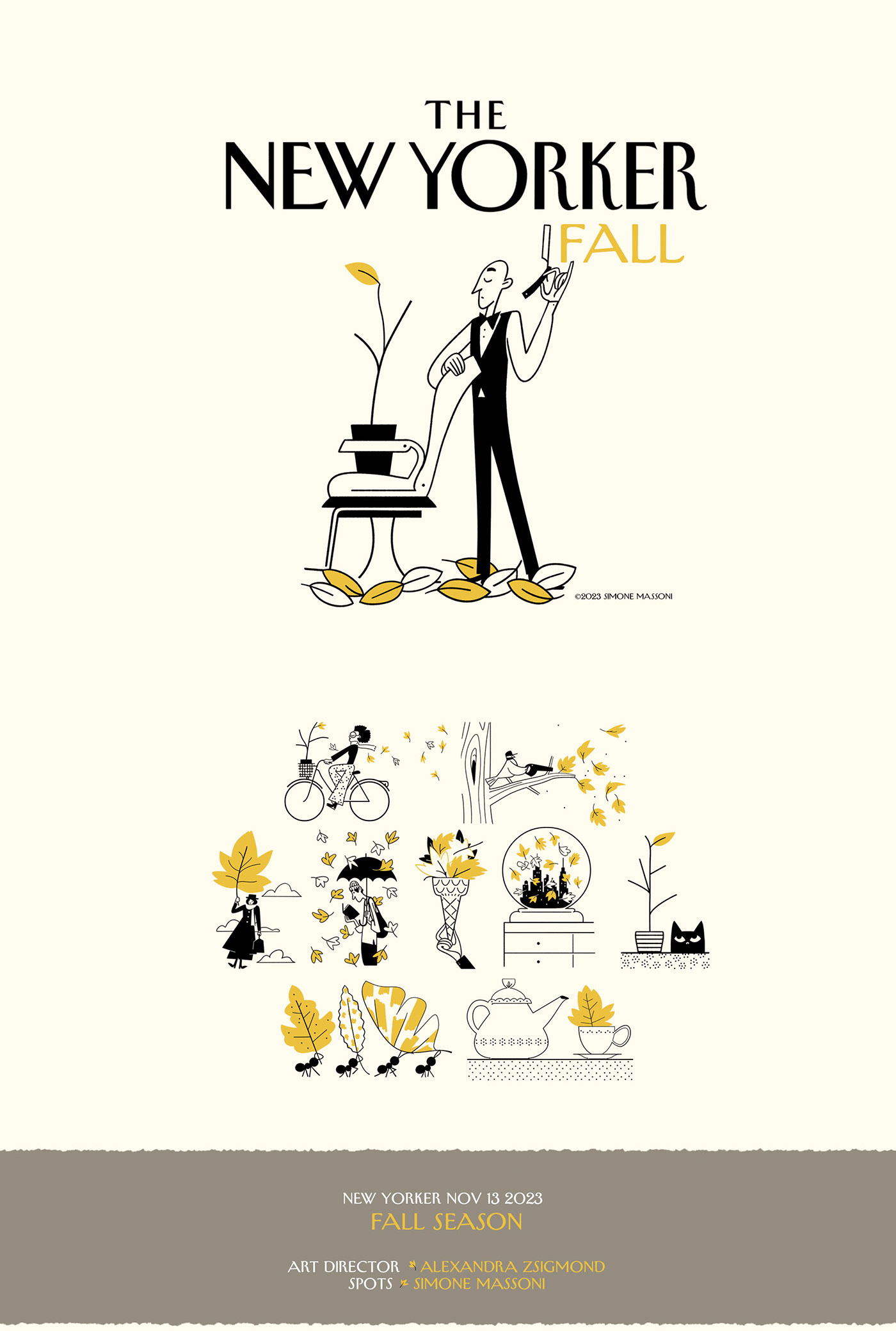 ILLUSTRATION  Character design  cartoon magazine newyorker nyc Fall autumn leaves plants