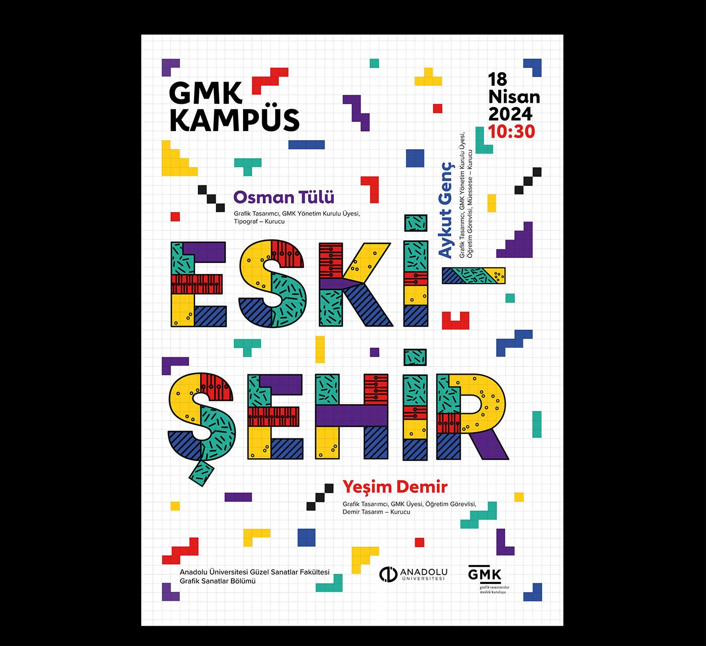 typographic visual identity poster identity concept color palette color tetris play GMK