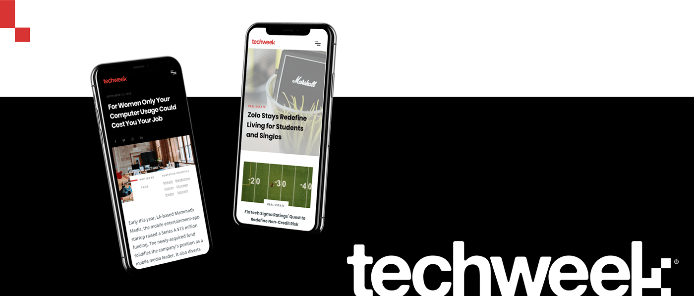 tech Website news digest UI ux pixels design minimal startups