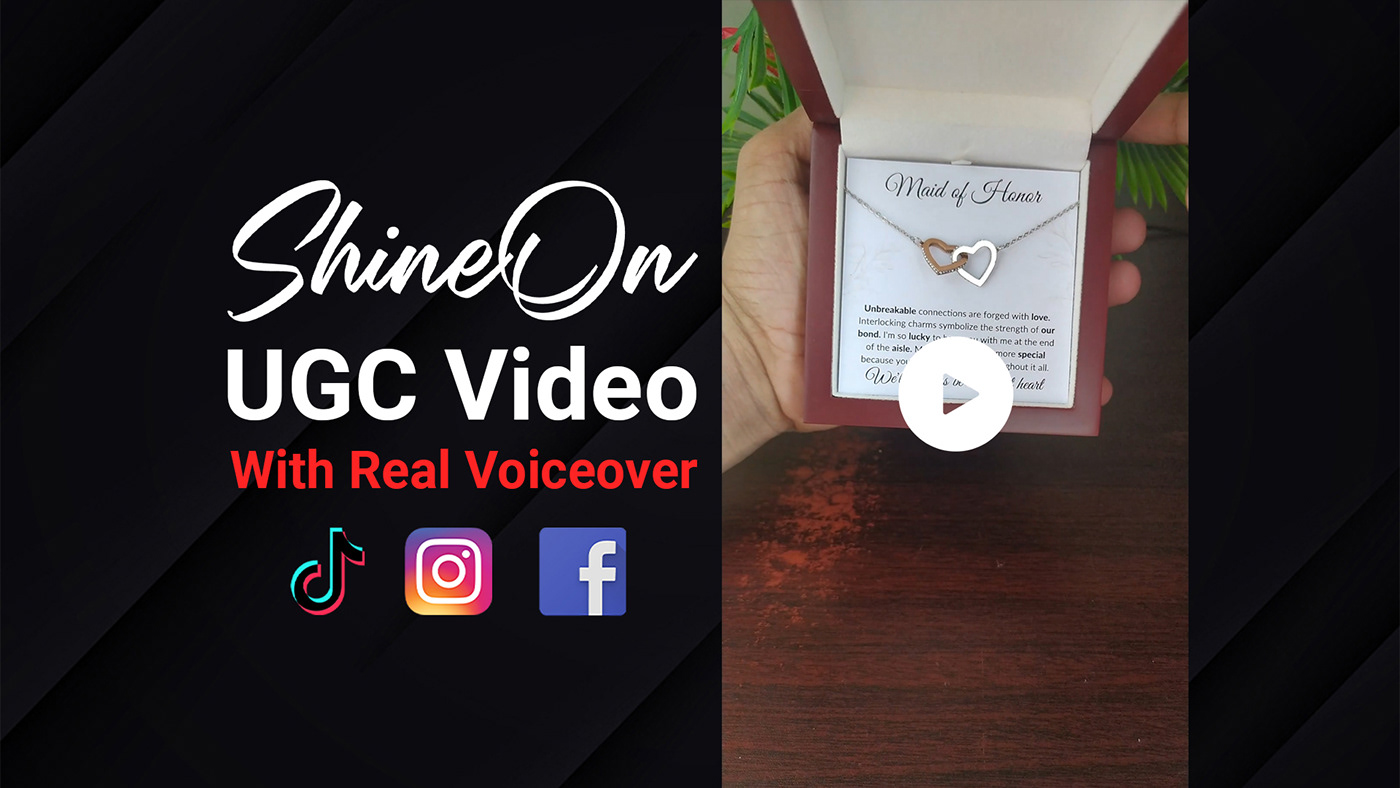 UGC ugc video video creative Video Ads video mockup message card design shineon jewelry Unboxing video Interlocking Hearts