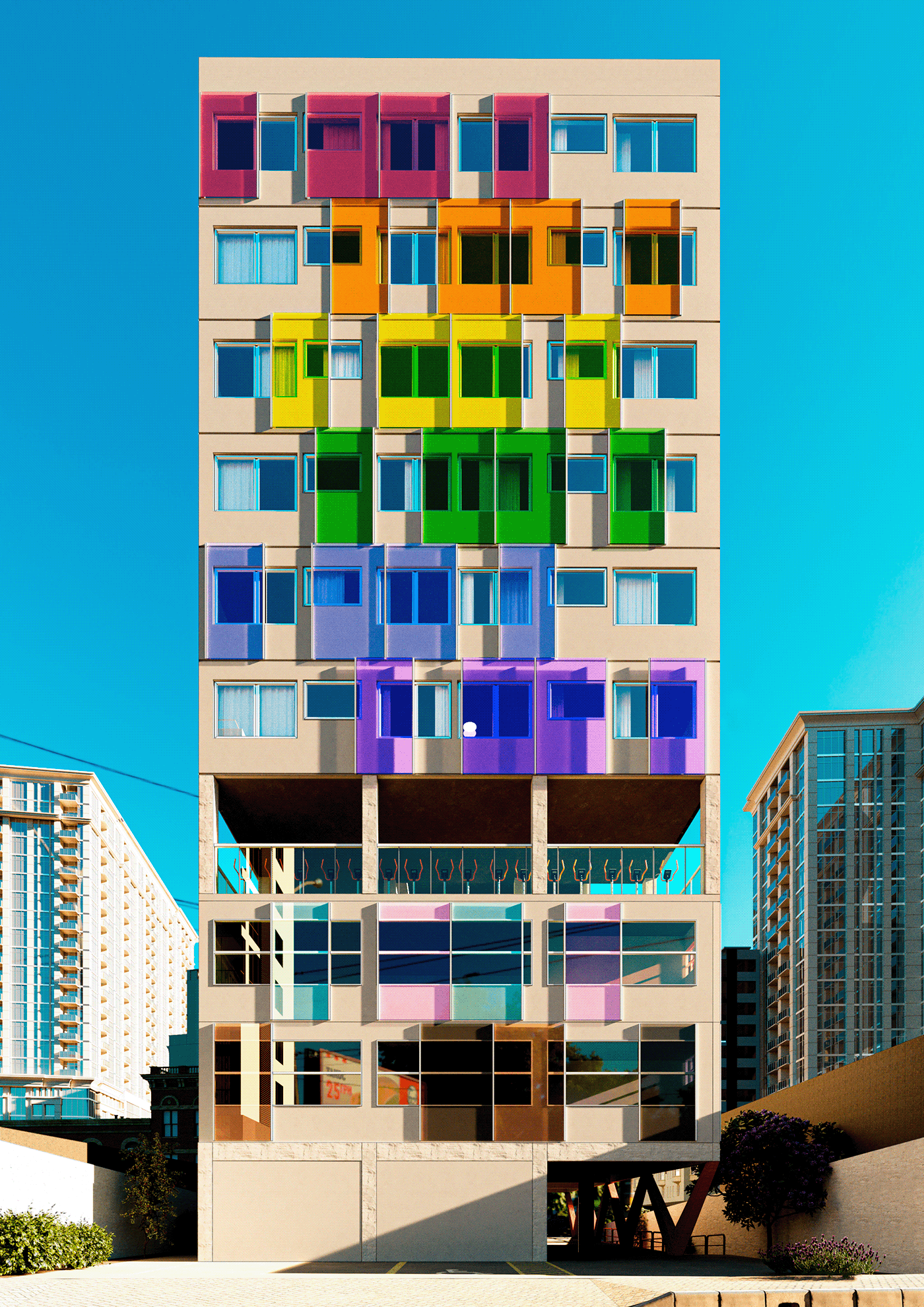 3dsmax building center corona inclusion LGBT LGBTQ mood outdoors rainbow