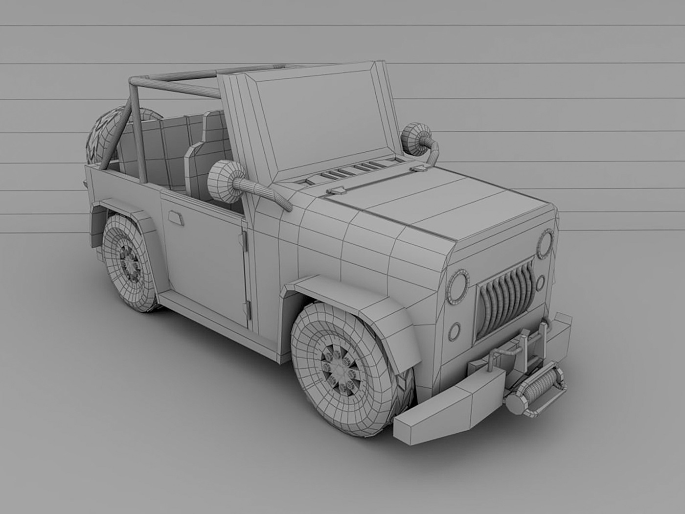3dmodeling gameart digitalart CGI Polygons behanceportfolio jeepdesign lowpoly Lowpolyart vehicledesign