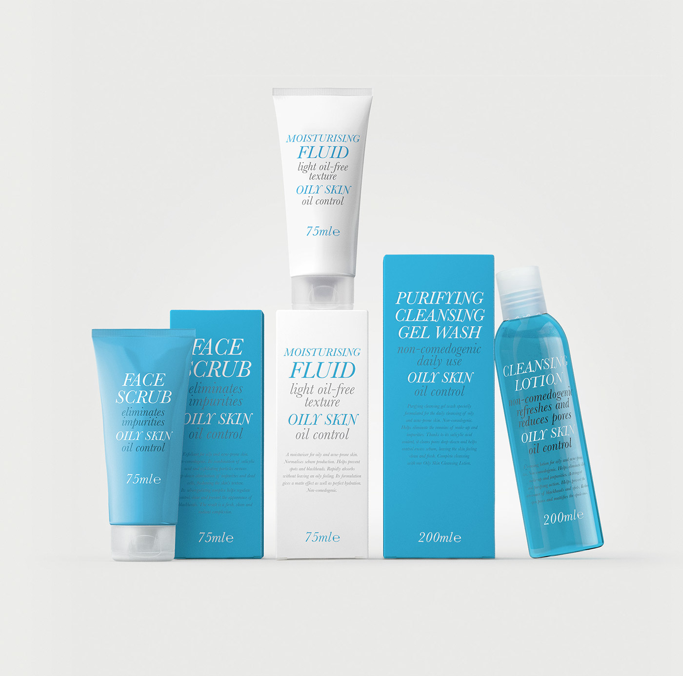 skincare line skincare oily skin tesco cosmetics beauty care blue typography   Young Baskerville