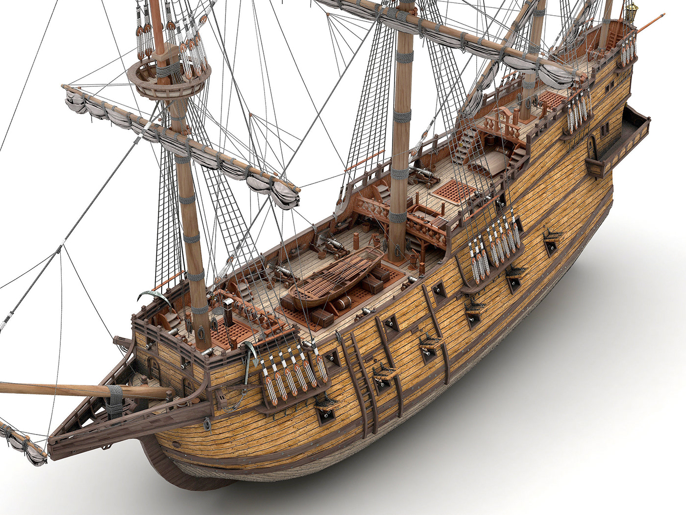 galleon ship vessel boat Interior sea galeon pirates 3D транспорт