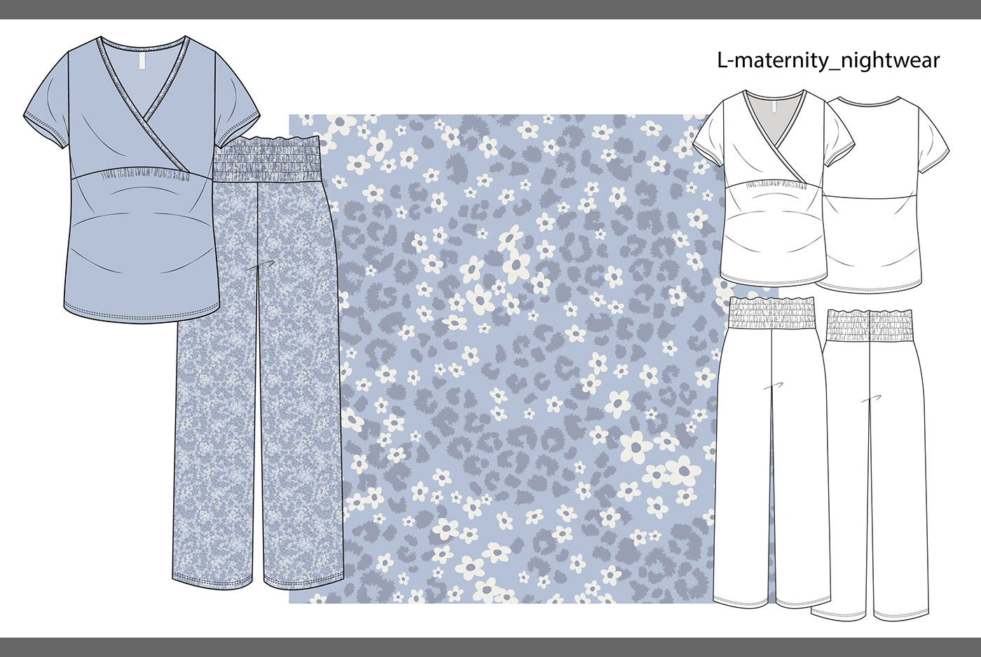 Nightwear sleepwear pyjama fashion design womenswear fashion illustration AOP print knitwear Clothing