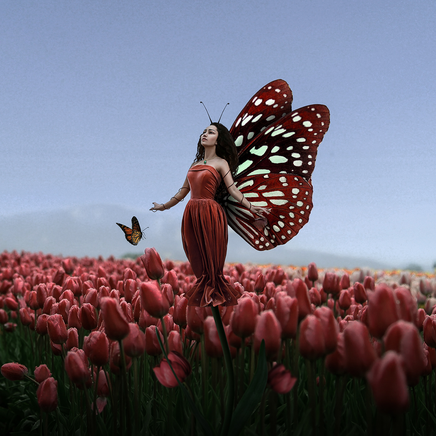 #woman tulip butterfly #deep #farm manipulation #desing